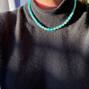 Elegant Turquoise Glass Beaded Necklace